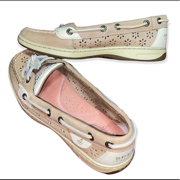 Sperry Shoes - Sperry Top Sider Low Rise Slip On Leather Shoes with Floral Cut Out Size 6.5